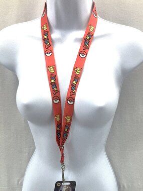 Red Pokemon Pikachu & Friends Neck Lanyard Key Hook ID Badge Card Holder